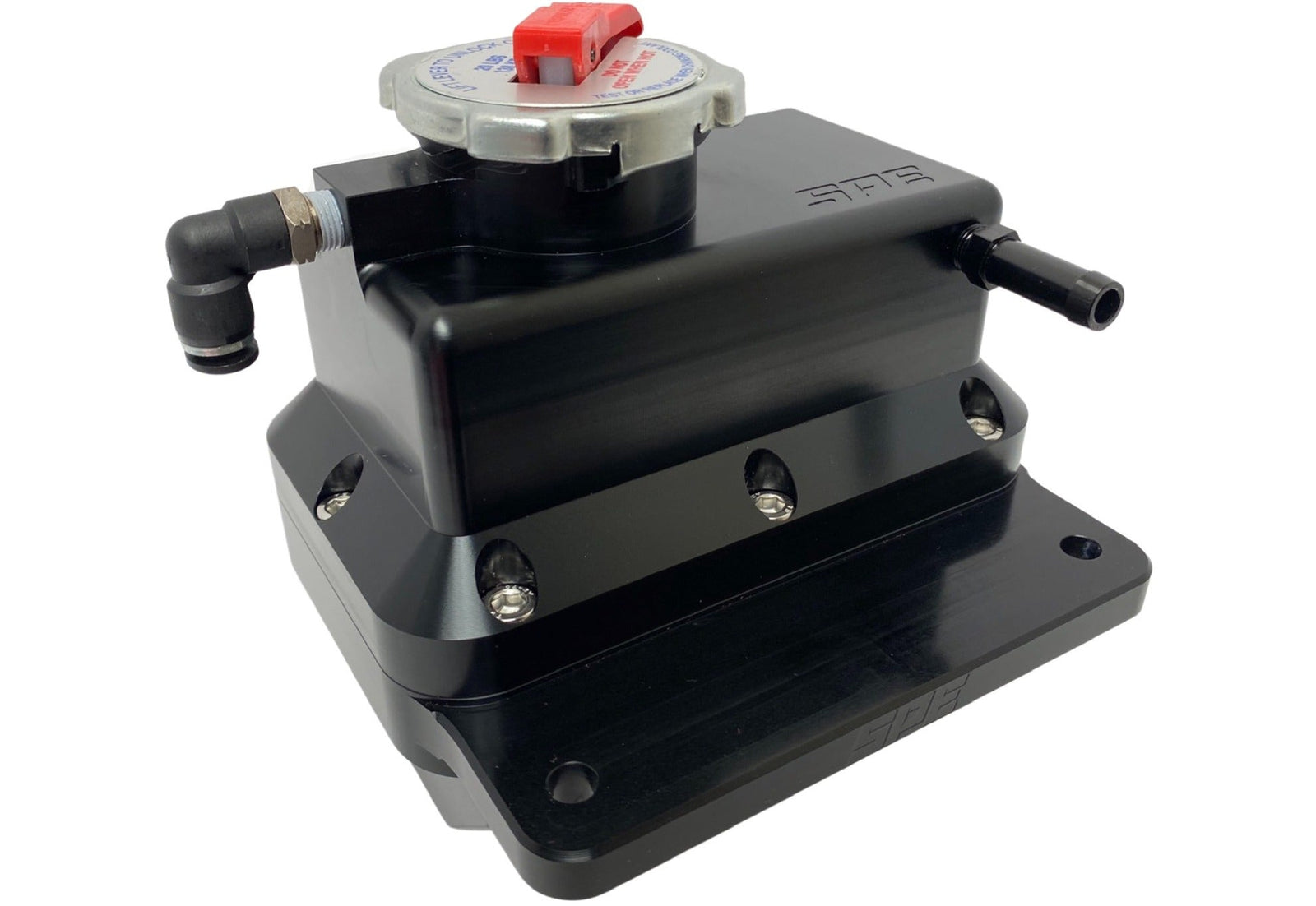 Your S550 wants a divorce, from its milk jug of a coolant bottle: SPE S550 Mustang Billet Degas Bottle.