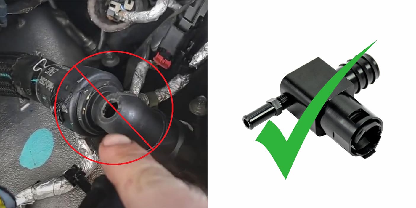 Tougher and Smarter: 2011-2024 Ford 6.7 Heater Inlet Billet Top Adapter Fitting