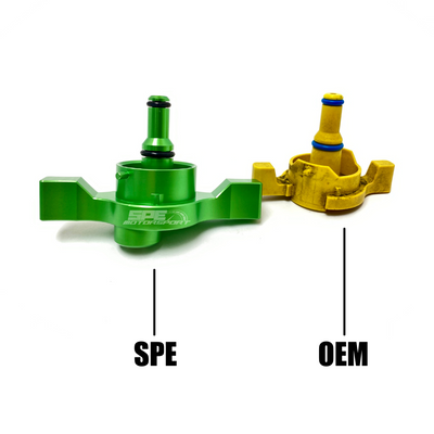 SPE 6.7L Powerstroke GEN2 Billet Fuel Drain Valve- Fits 2017-2022 vs OEM