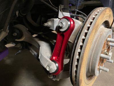 Ford mustang billet aluminum suspension vertical links installed